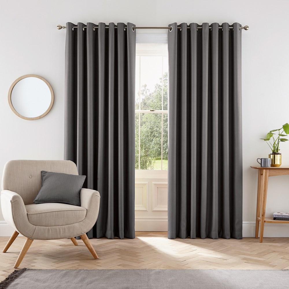 Eden Plain Curtains by Helena Springfield in Charcoal Grey